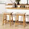 Faux PU Leather Bar Stools Set of 2 with Woven Curved Seat Natural